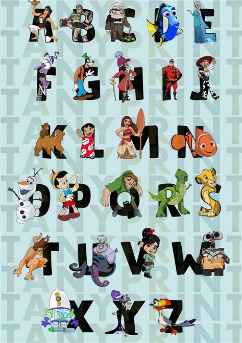 Disney Alphabet Wall Print Home Decor Poster Art Etsy