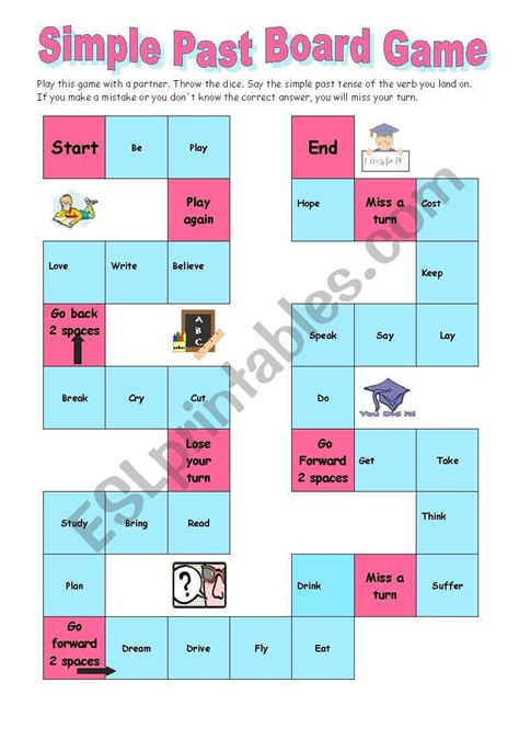 Simple Past Board Game Esl Worksheet By Ana B