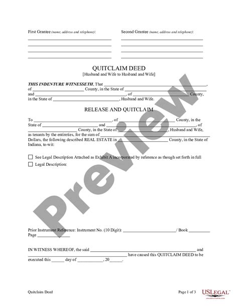 Fort Wayne Indiana Quitclaim Deed From Husband And Wife To Husband And