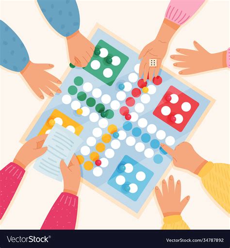 People Playing Ludo Game Royalty Free Vector Image