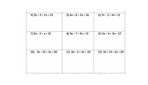 Solving Equations Worksheets | Teaching Resources
