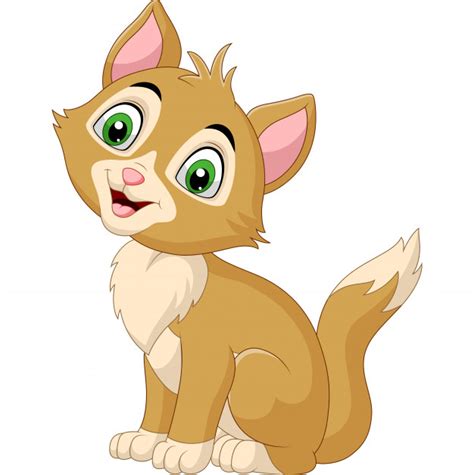 Dibujos Animados De Gato Sonriente Aislado En Blanco Vector Premium