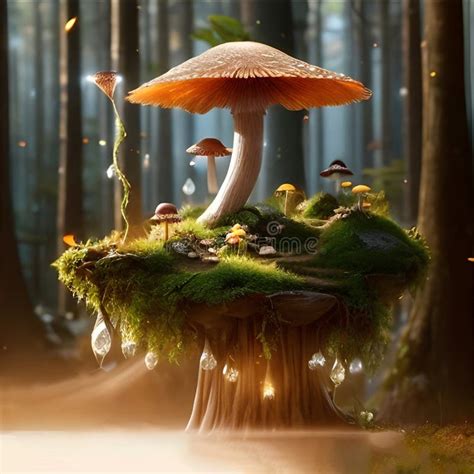 Surreal Mushroom Landscape Dreamy Fantasy Mushrooms In A Magical