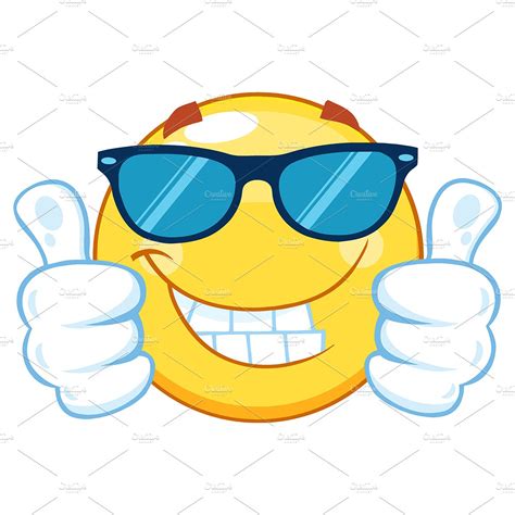 Yellow Emoticon Giving Two Thumbs Up Illustrator Graphics ~ Creative