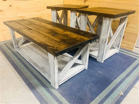 Written by sara douglas march 25, 2019. Farmhouse Living Room Set End Tables Set and Coffee Table ...