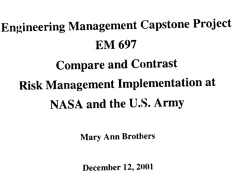 Some the information has been adapted from the publication manual of the american psychological for the entire course or capstone. NASA versus Army: Free Capstone Project samples and Examples