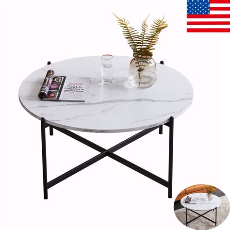 We also show you how to repair marks in wood with wax. 36" Round Modern Coffee Table Marble Top End Desk Nesting ...