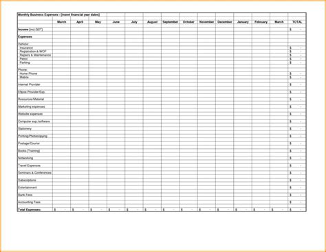 Small Business Expense Spreadsheet — Db