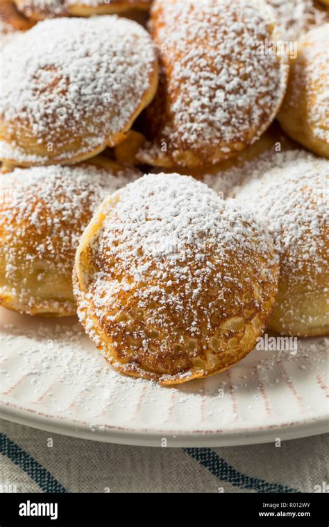 Homemade Dutch Poffertjes Pancakes With Powdered Sugar Stock Photo Alamy