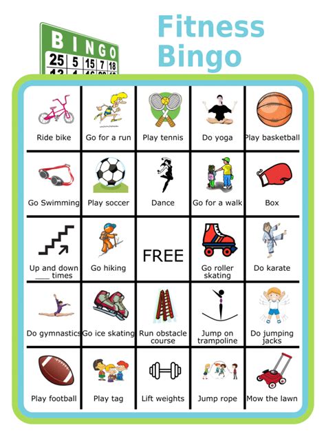 Fitness Bingo Free Printables Images And Photos Finder