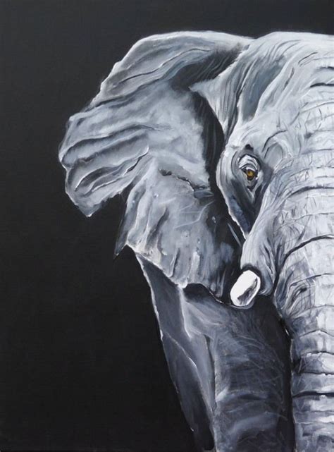 An African Elephant Black And White Painting Ideas On Canvas