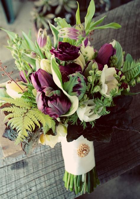 Early Spring Bridal Bouquet With Tulips And Ferns Bridal Bouquet