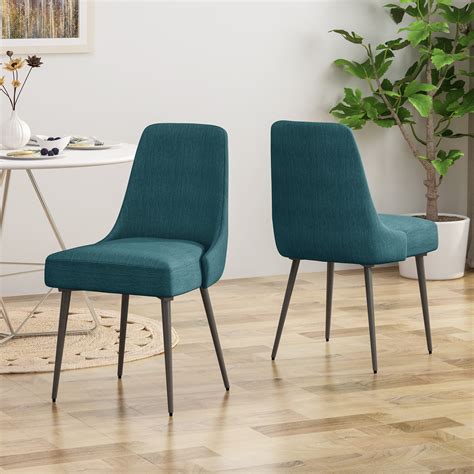 Buy Bellamy Studio Modern Fabric Dining Chairs Set Of 2 Teal