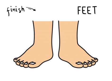 How To Draw A Pair Of Cartoon Style Feet For Kids Rainbow Printables