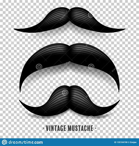 Mustache Isolated On White Black Vector Vintage Moustache Facial Hair
