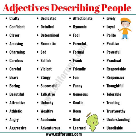 Examples Of Adjectives To Describe People