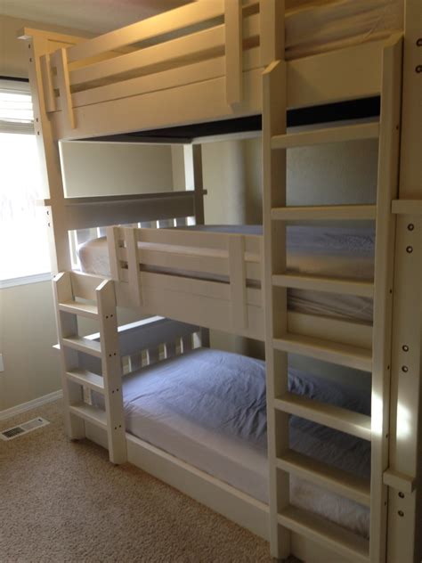But at the top, attach it to a flat wide and deep section of plywood that can slip between the mattress and the bed. Triple Bunk Bed - RYOBI Nation Projects