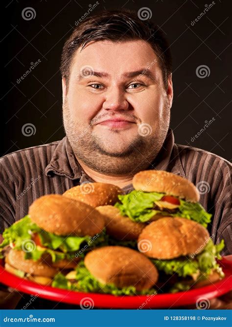 Hamburger Eating Fast Food Contest Fat Man Eating Fast Food Stock Photo Image Of Contest