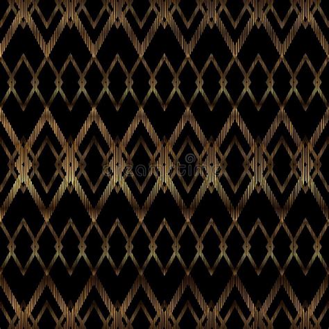 Abstract Indie Tribal Rhombus Pattern Background In Gold And Black