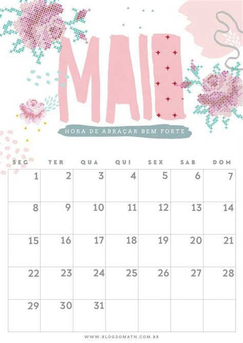 Calendário Maio Planejadores Calendário Maio Planejador Imprimível