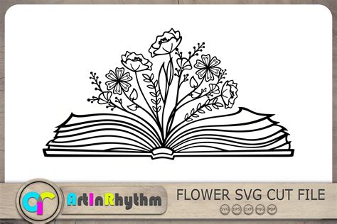 Book With Flowers Svg Floral Book Svg Graphic By Artinrhythm