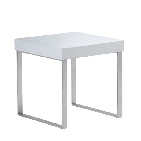 Almara End Table Square In White High Gloss With Chrome Frame