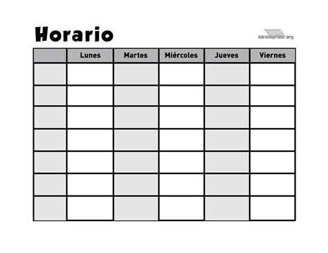 Plantilla Horario Para Imprimir Horarios Para Imprimir Plantillas