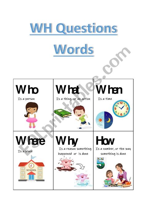 Wh Question Words Esl Worksheet By Maevaedwards