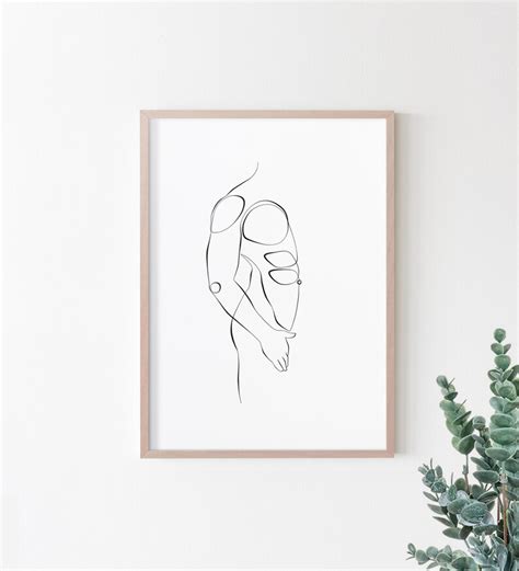 Male Body Line Art Abstract Man Print One Line Drawing Nude Etsy