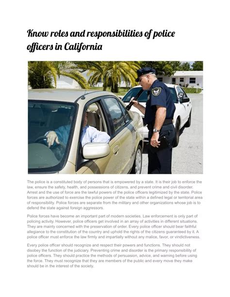 Ppt Know Roles And Responsibilities Of Police Officers In California Powerpoint Presentation