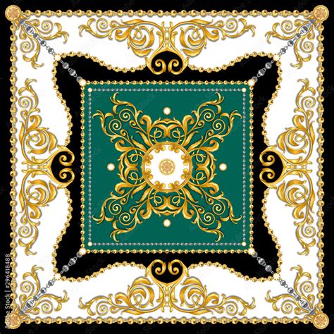 Versace Style Pattern Ready For Textile Scarf Design For Silk Print