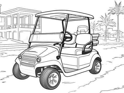 Golf Cart Coloring Joy Coloring Page