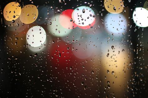 Hd Wallpaper Glass Dewdrops Lights Water Blur Rain Raindrops