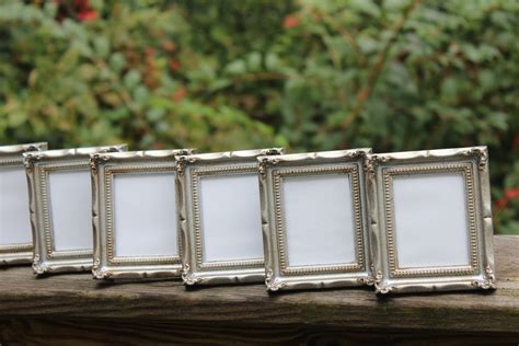 Set Of 6 Mini Vintage Style Frames Silver Chrome Metallic