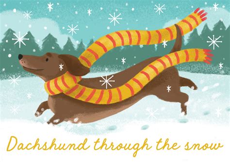 Dachshund A Través De La Tarjeta De Navidad De Nieve Tarjeta Etsy