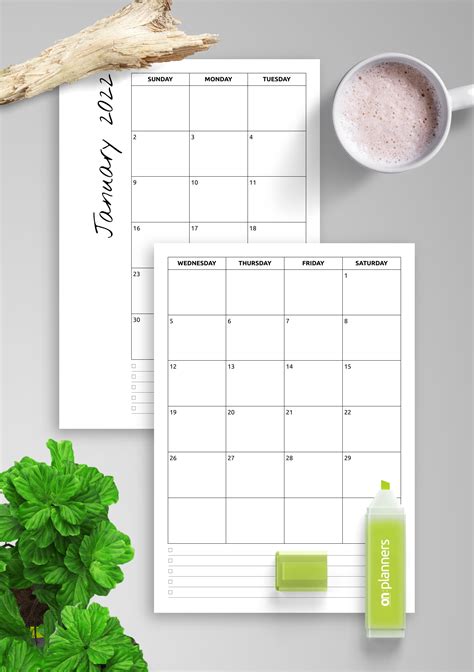 Download Printable Monthly calendar with notes PDF