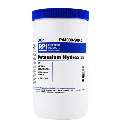 Research Products International Corp Potassium Hydroxide 500 Grams