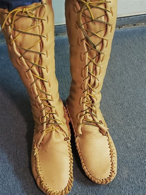 Custom Made To Order Knee High Moccasins Etsy Native American