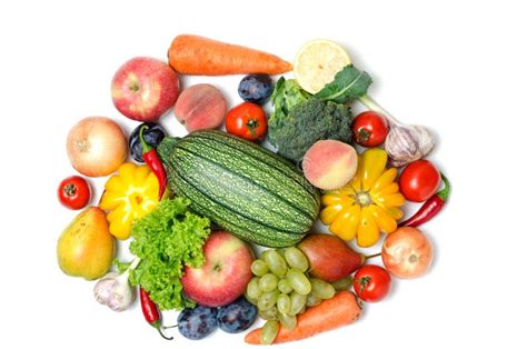 Fruits And Vegetables On White Backgroundvitamins Are Healthy Food