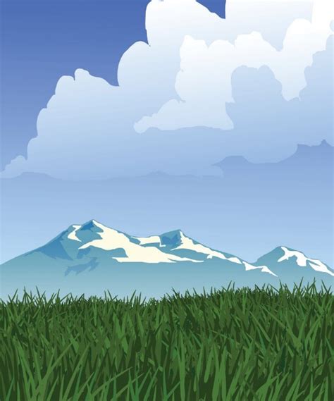 Download Free Forests and Snow-Capped Mountains Illustration Vector ...