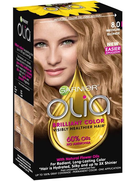 The 1st permanent home hair colour powered by oil, not ammonia, to reduce damage. Olia - Ammonia-Free Permanent Hair Color - Medium Blonde ...