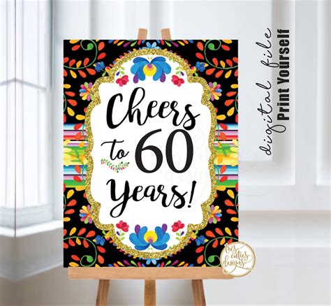 Cheers To 60 Years Mexican Party 60th Birthdayadult Etsy