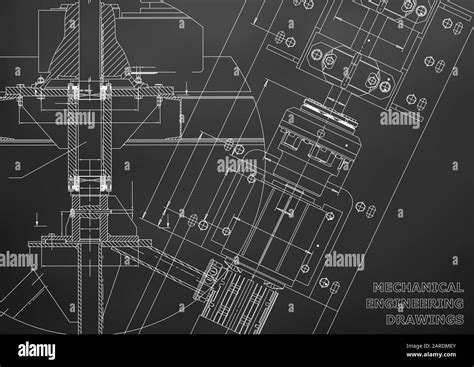 Mechanical Engineering Drawings Technical Design Blueprints Black