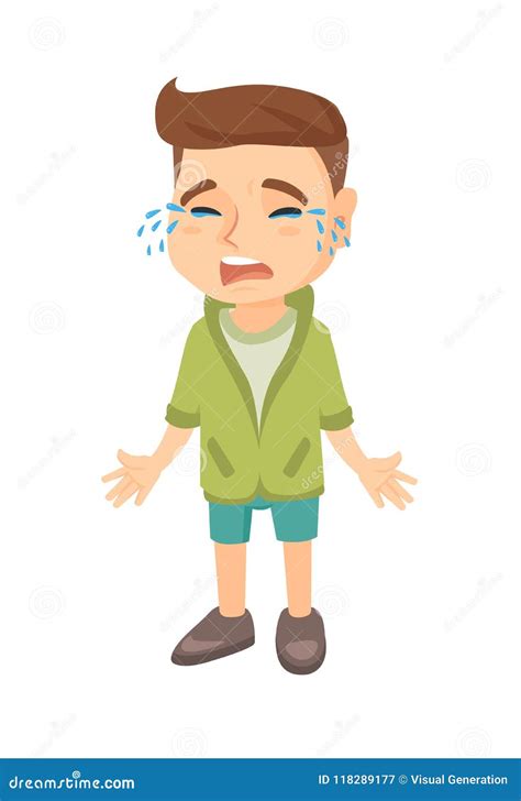 Sad Caucasian Boy Sobbing Stock Vector Illustration Of Emotional