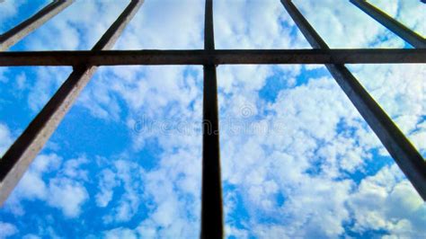 Sky And Cloud Through Silhouette Window Frame Stock Image Image Of