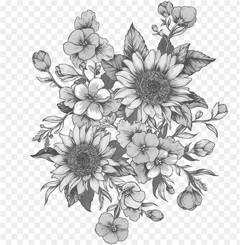 Download Black And White Flowers Png Clip Free Library Flower Tumblr Art Png Free Png Images
