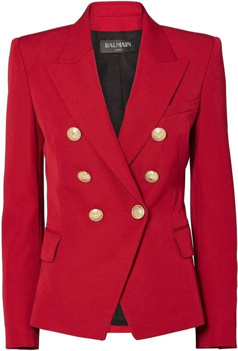balmain classic double breasted red blazer red blazer womens fashion college double breasted