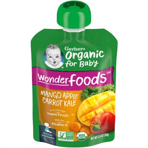 Gerber® Organic Mango Apple Carrot Kale Puree Stage 2 Baby Food 35 Oz
