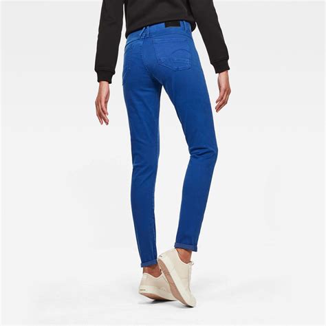 Lynn Mid Waist Skinny Colored Jeans Medium Blue G Star Raw
