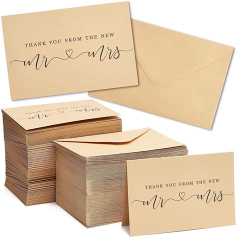 120 Count Wedding Thank You Cards With Kraft Paper Envelopes Bulk Mr